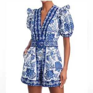 FARM Rio Blue and White Floral Jumpsuit